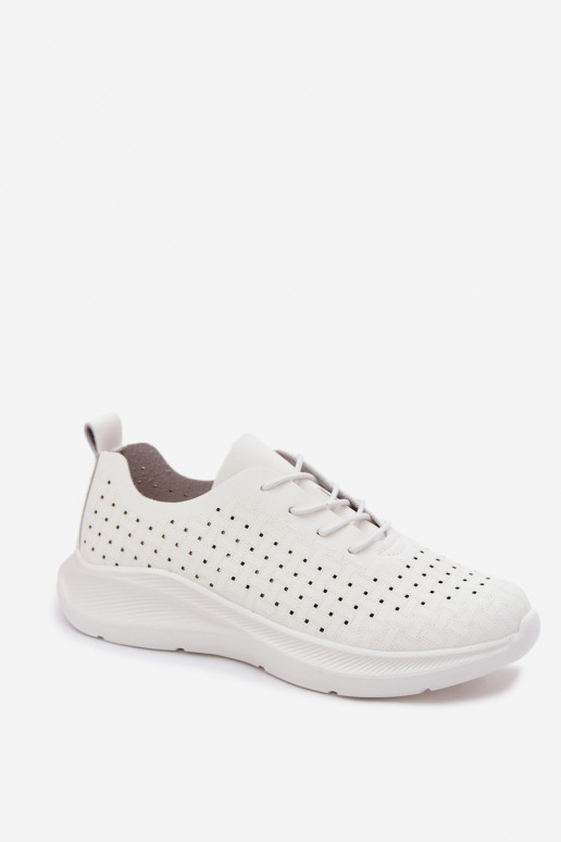 Dames sportieve veterschoenen in witte kleur Heressa