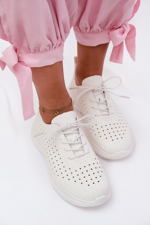Dames sportieve veterschoenen in witte kleur Heressa