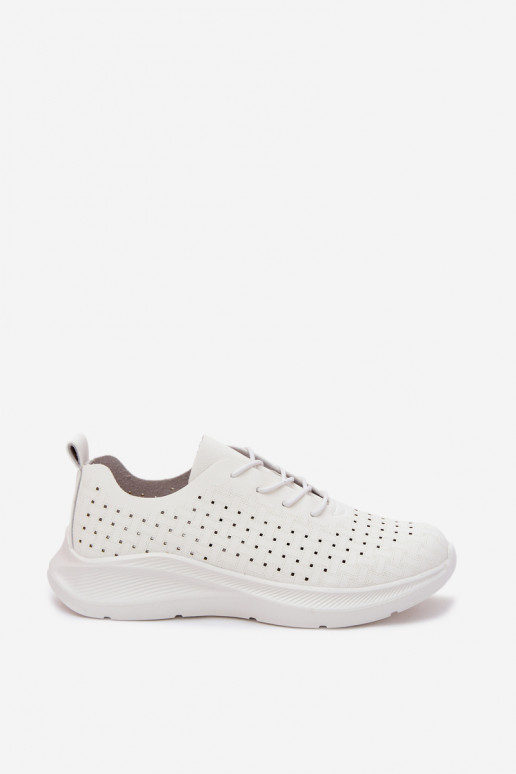Dames sportieve veterschoenen in witte kleur Heressa