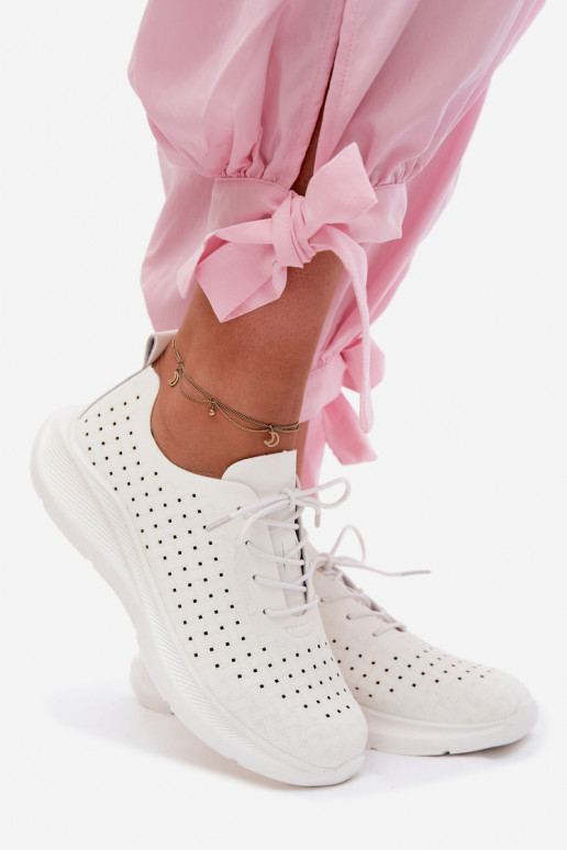 Dames sportieve veterschoenen in witte kleur Heressa