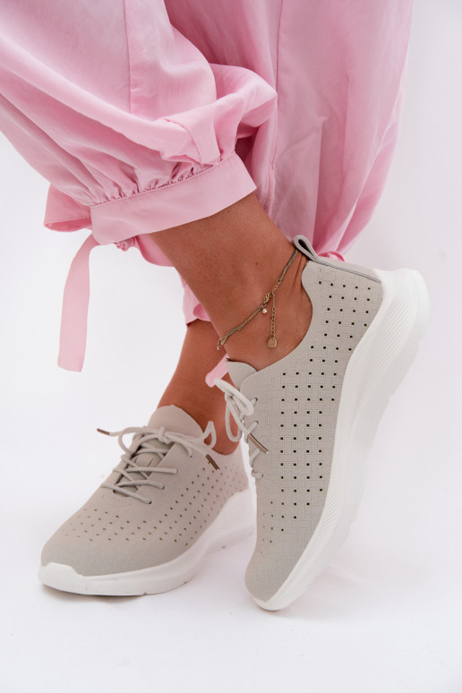 Dames sportieve veterschoenen in grijze kleur Heressa