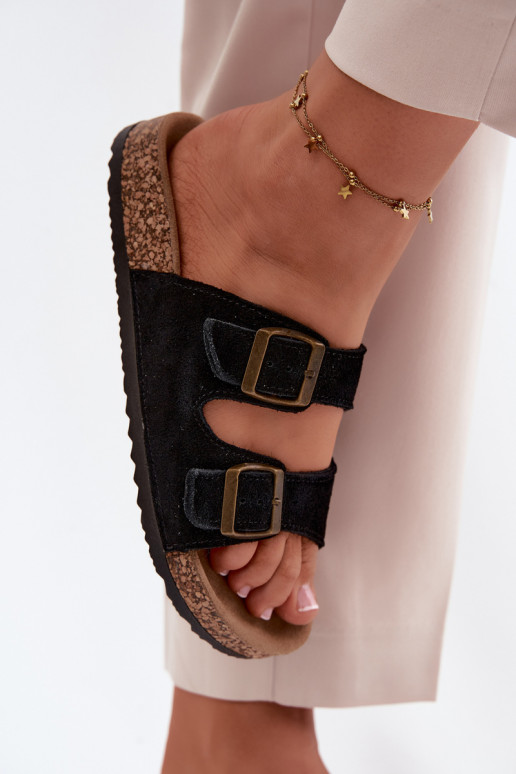 Suede pantoffels Op een kurkzool met gespen zInart Tavira