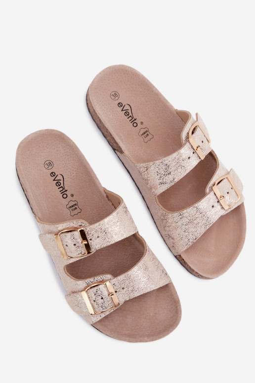 Dames slippers met gespen in gouden kleur Dobby