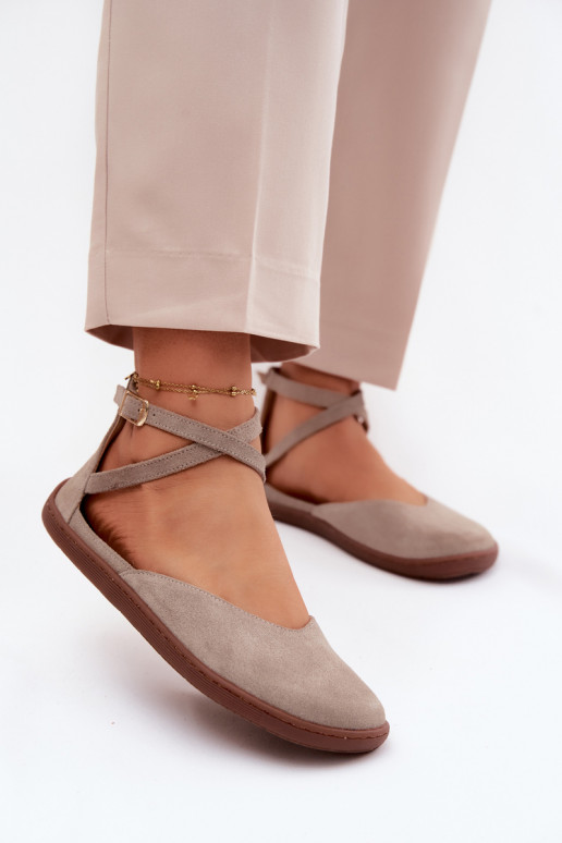 Ballerinas van suède Dames Barefoot Met Strepen Zazoo 320 kleur cappuccino