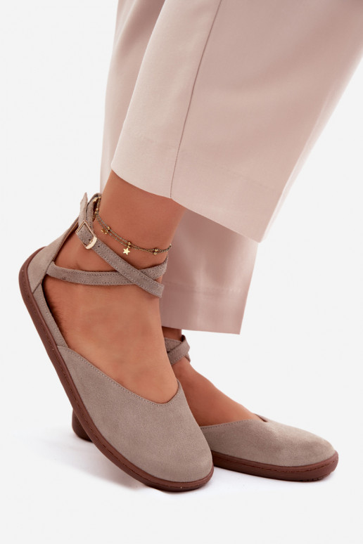 Ballerinas van suède Dames Barefoot Met Strepen Zazoo 320 kleur cappuccino