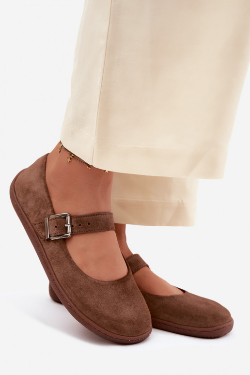 Ballerinas BarefootOpturalnego van suèdeu Zazoo 316 bruine kleur