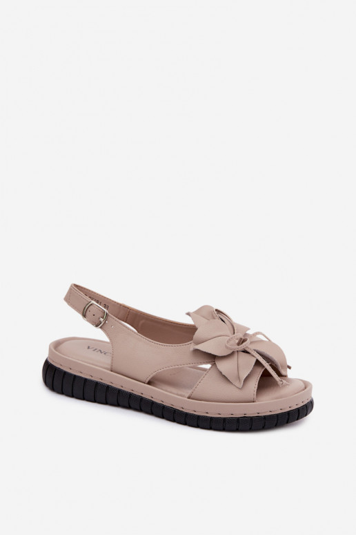 Dames sandalen Dames Met sierlijk met bloemenem Vinceza 66917 beige