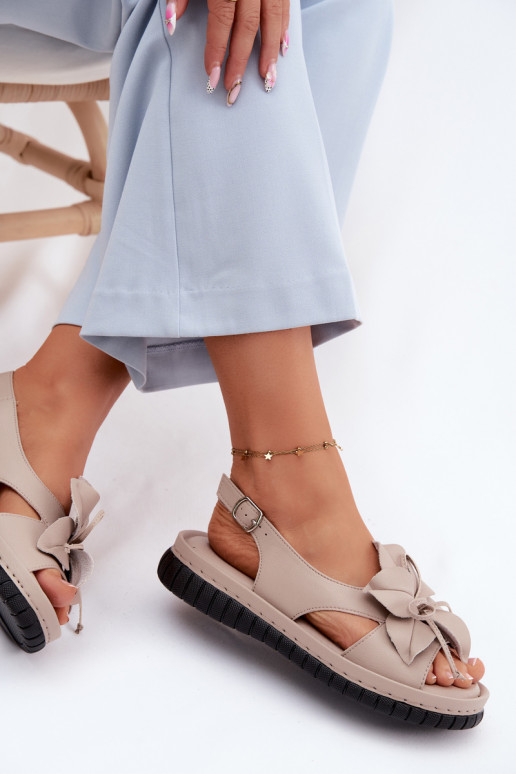 Dames sandalen Dames Met sierlijk met bloemenem Vinceza 66917 beige