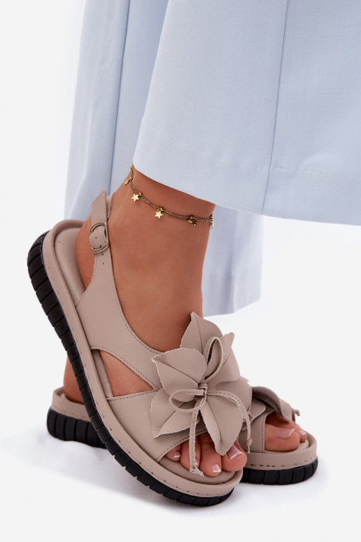 Dames sandalen Dames Met sierlijk met bloemenem Vinceza 66917 beige