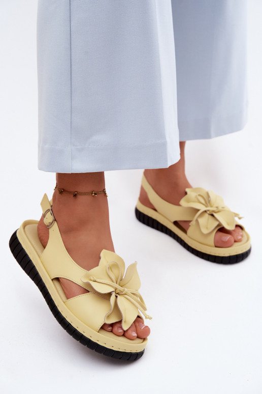 Dames sandalen Dames Met sierlijk met bloemenem Vinceza 66917 geel