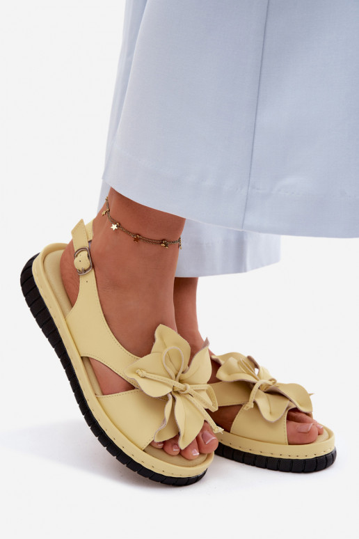 Dames sandalen Dames Met sierlijk met bloemenem Vinceza 66917 geel