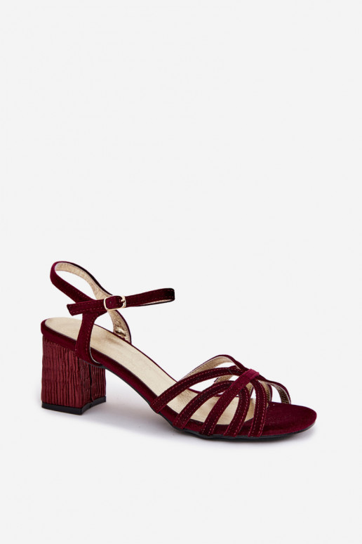 Fluwelen hoge hakken sandalen D&A SR61-0102 bordeaux