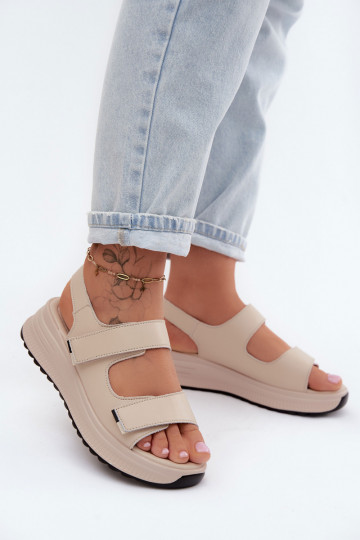 Dames sandalen Dames met platform met zelfklevende bevestigingsmiddelen beige Jemela 2