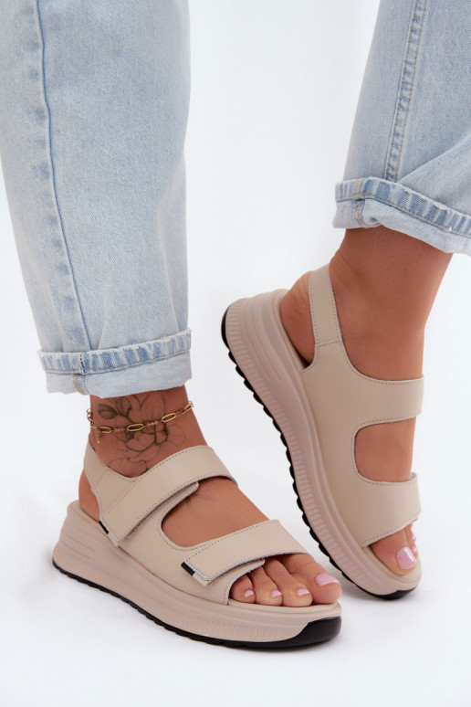 Dames sandalen Dames met platform met zelfklevende bevestigingsmiddelen beige Jemela