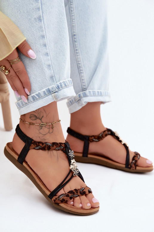 Dames sandalenPrzypinkami I Plecionymi Paskami zInart met luipaardbontpatronen Nusoreth