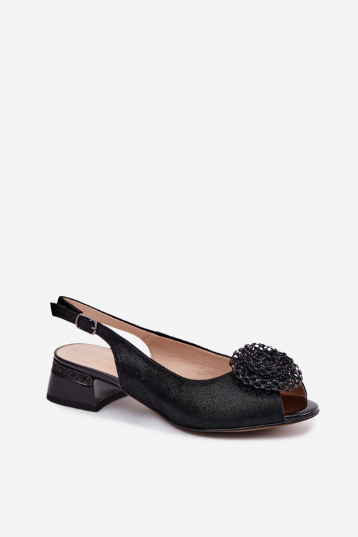 Zwarte dames sandalen met ornamenten D&A CR61-3030