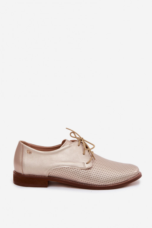 Elegante gouden leren dameschoenen met veters Zazoo 4238