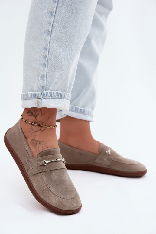 Mocassins Barefoot van suède Zazoo 322 kleur cappuccino