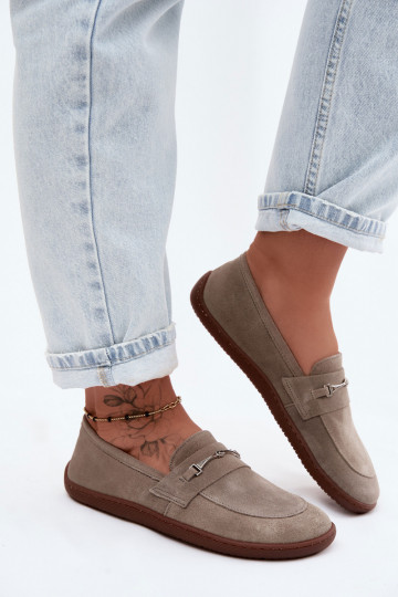 Cappuccino-kleurige suède mocassins Barefoot Zazoo 322 2