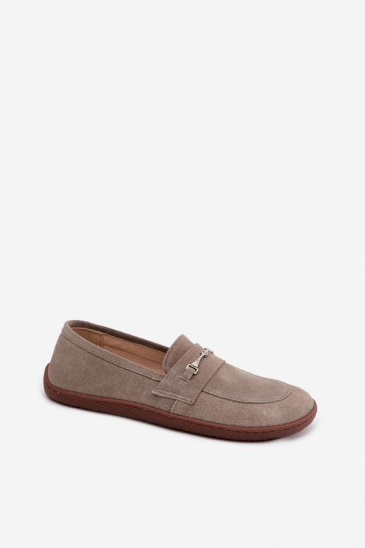 Cappuccino-kleurige suède mocassins Barefoot Zazoo 322