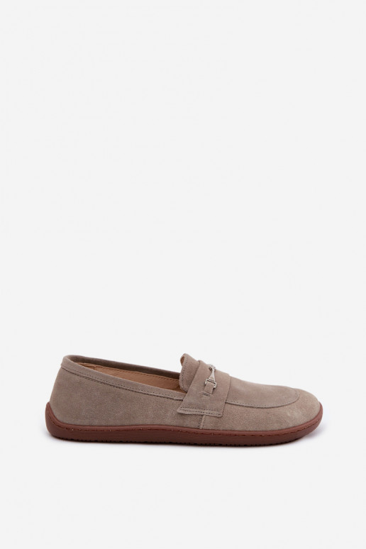 Cappuccino-kleurige suède mocassins Barefoot Zazoo 322