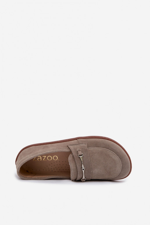 Cappuccino-kleurige suède mocassins Barefoot Zazoo 322