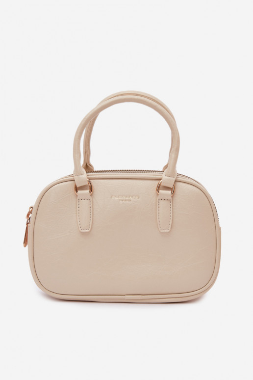 Licht zandkleurige koffer-type tas van kunstleer Soraya