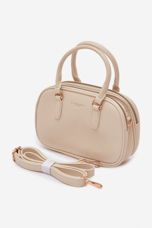 Licht zandkleurige koffer-type tas van kunstleer Soraya