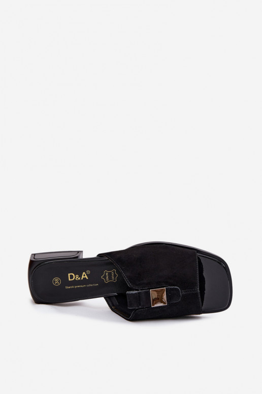 Elegante zwarte dames slippers van natuurlijk suede D&A