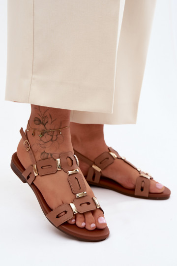 Bruine platte sandalen voor dames S.Barski 2