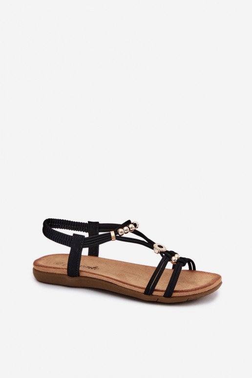 Zwarte platte sandalen voor dames met bandjes Zelda