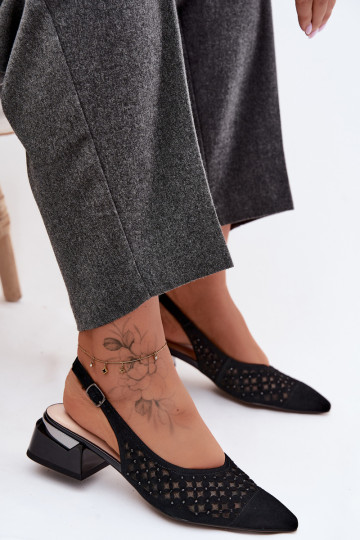 Leer Suède damessandalen met elementen van opengeInerkt met rooster Op Klok D&A CR61-3004 zInart