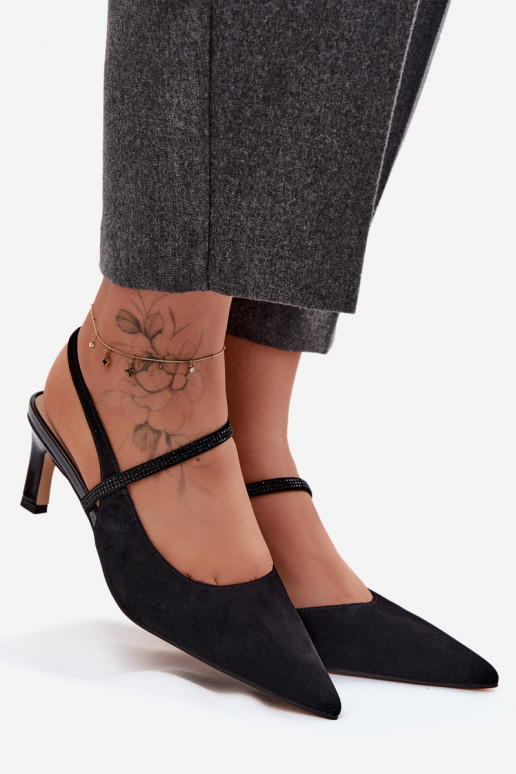 Leer Elegante suède hoge hakken Ze Zdobionym Strepenem D&A CR61-3048 zInart