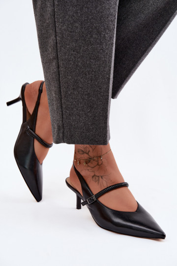 Zwarte hoge hakken sandalen met bandjes D&A