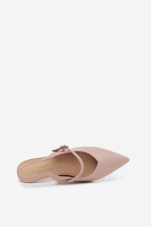 Leer Schoenen Sandalen met hoge hak met riemen D&A CR61-3046 beige