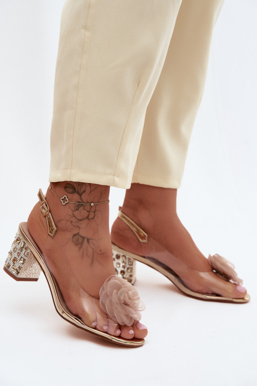 sandalen Perregimi met hakken met glanzende gaten SiateczkoIna rozea D&A MR61-9011 gouden kleur