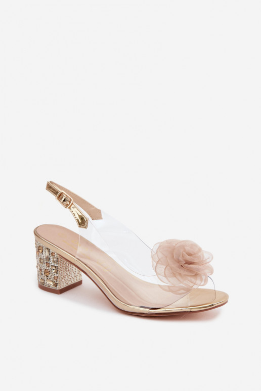 sandalen Perregimi met hakken met glanzende gaten SiateczkoIna rozea D&A MR61-9011 gouden kleur