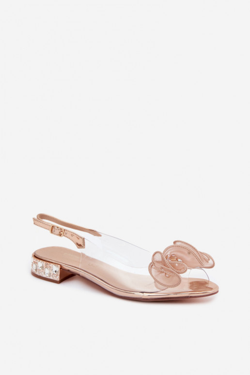 Dames transparante sandalen met sprankelende steentjes D&A MR61-9002 roségoud
