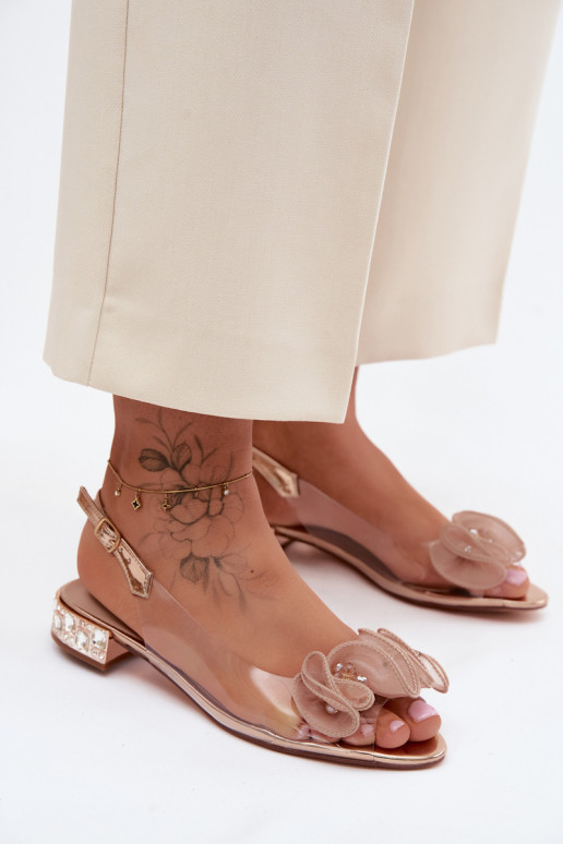 Dames sandalen Perregimi met glanzende gaten D&A MR61-9002 rosé gouden kleur