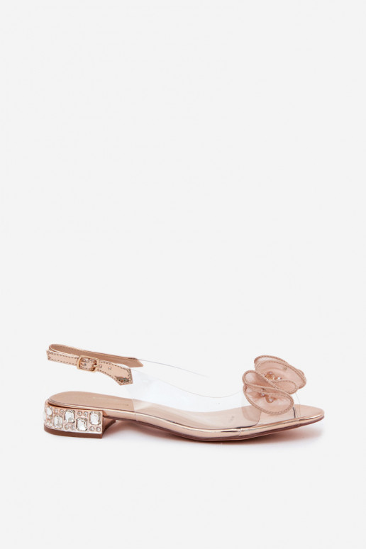 Dames transparante sandalen met sprankelende steentjes D&A MR61-9002 roségoud