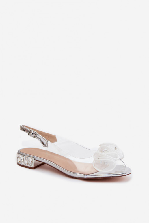 Dames transparante sandalen met sprankelende steentjes D&A MR61-9002 zilver