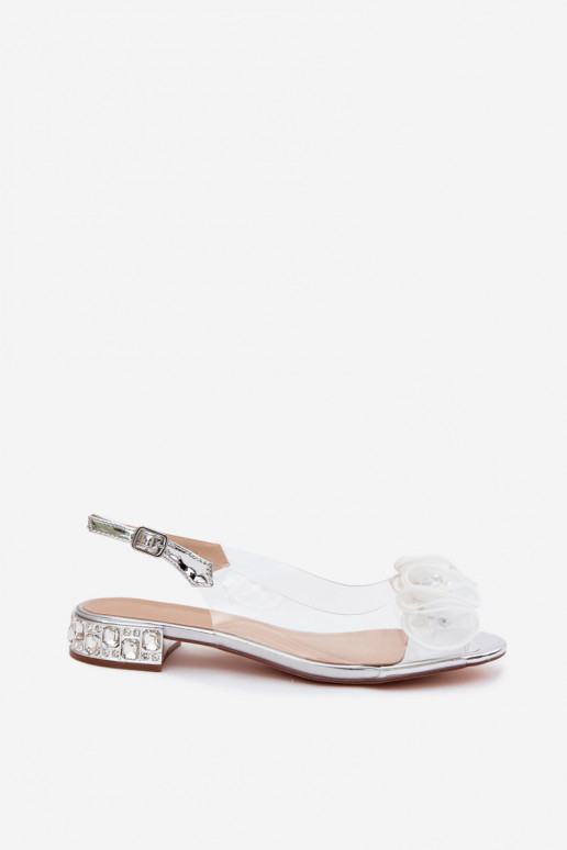 Dames transparante sandalen met sprankelende steentjes D&A MR61-9002 zilver