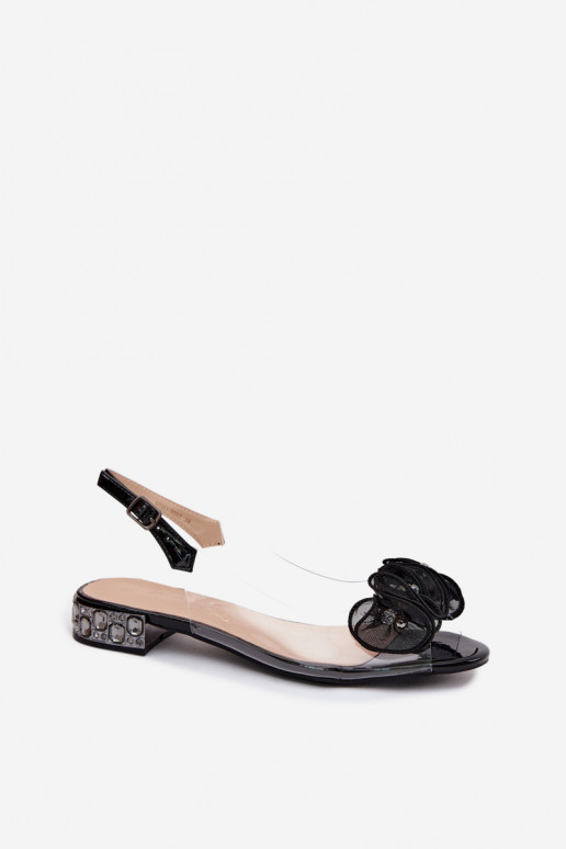 Dames transparante sandalen met sprankelende steentjes D&A MR61-9002 zwart