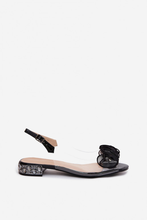 Dames transparante sandalen met sprankelende steentjes D&A MR61-9002 zwart