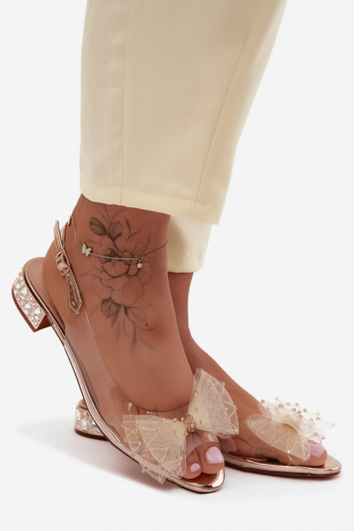 Dames sandalen Perregimi met linten D&A MR61-9001 rosé gouden kleur