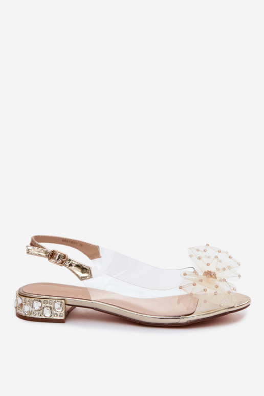 Dames transparante sandalen met strikken D&A MR61-9001 goud