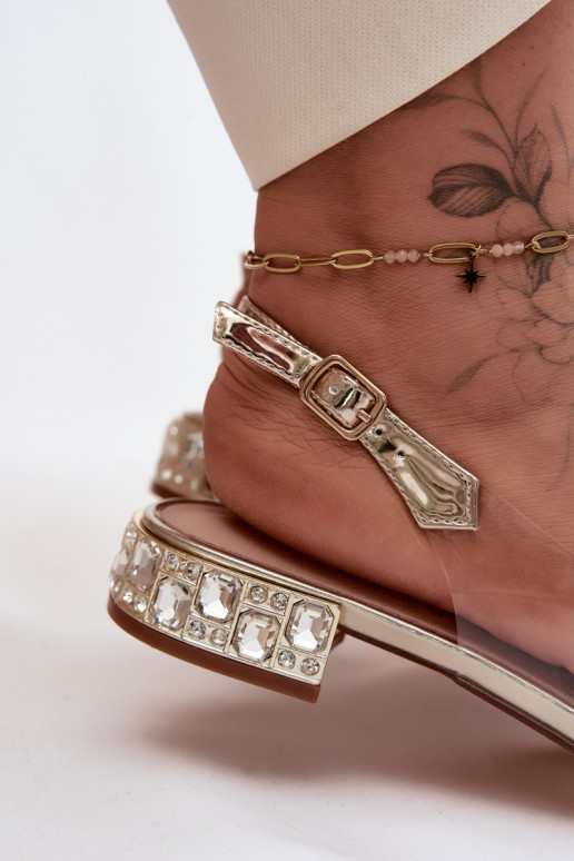 Dames transparante sandalen met strikken D&A MR61-9001 goud