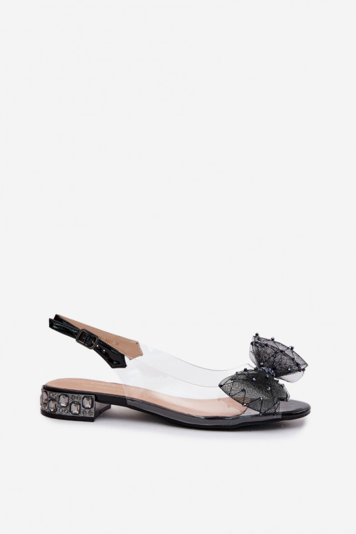 Dames transparante sandalen met strikken D&A MR61-9001 zwart