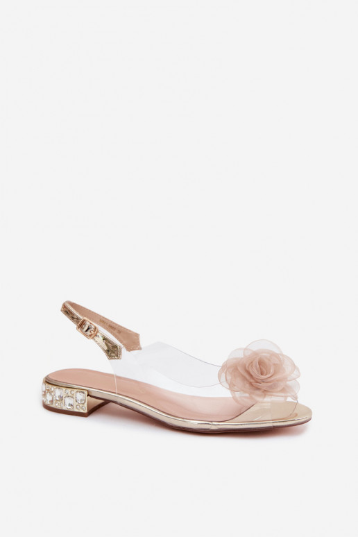 Dames transparante sandalen met rozen D&A MR61-9003 goud