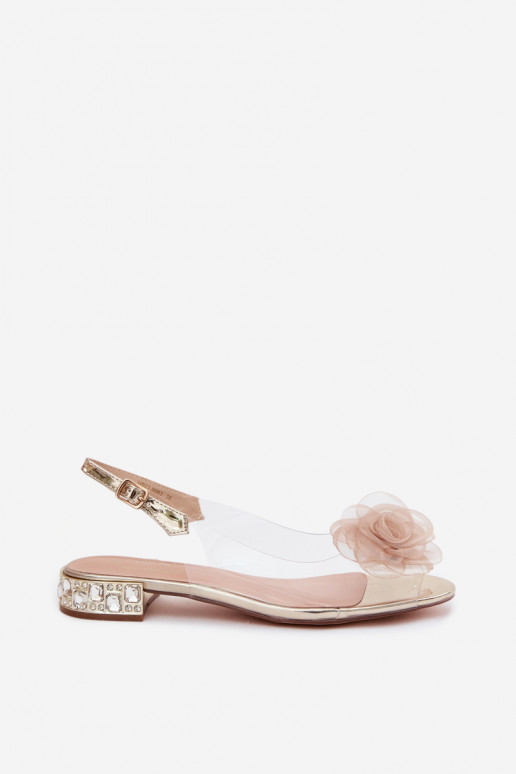 Dames transparante sandalen met rozen D&A MR61-9003 goud